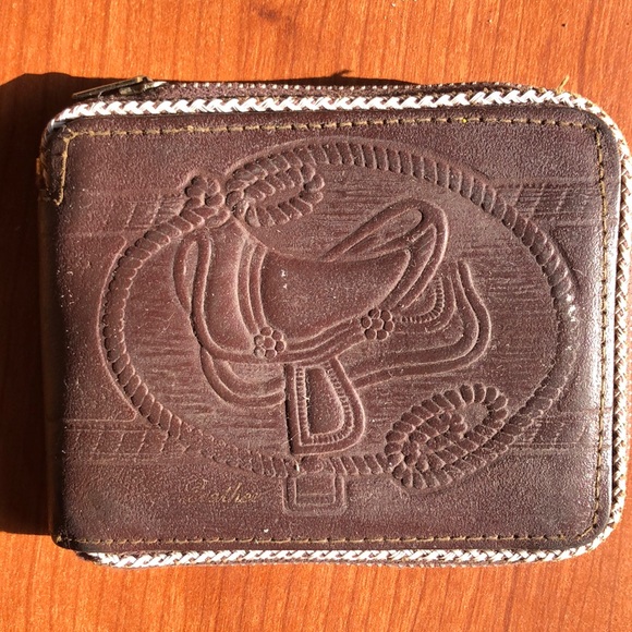 Antique Country/Western Lot-Wallet, Pulley, Horse Bridle Old Wood Factory Wheels - Picture 5 of 9